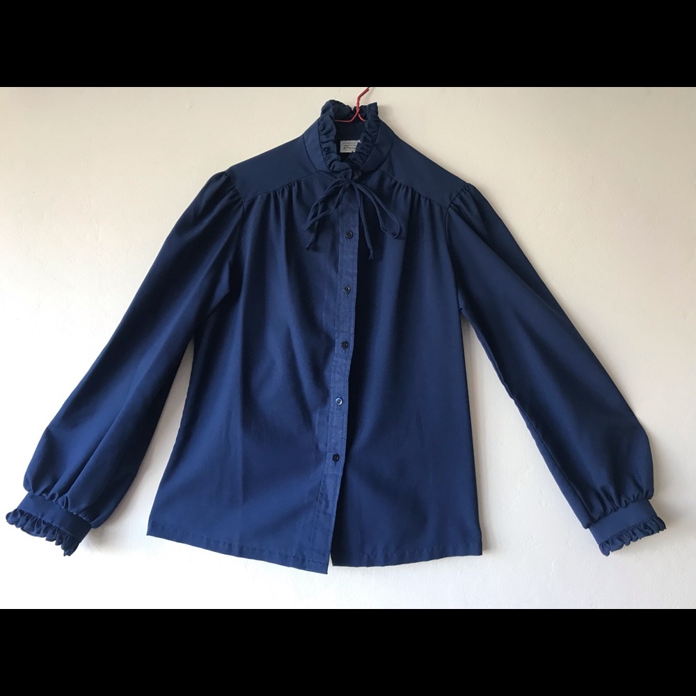 Vintage JCPenny Fashions Navy Blue Blouse